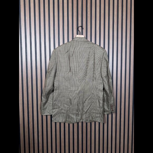 Lauren Ralph Lauren Jacket 40R Beige Houndstooth 2 Button Blazer Coat Silk Wool - Picture 3 of 10